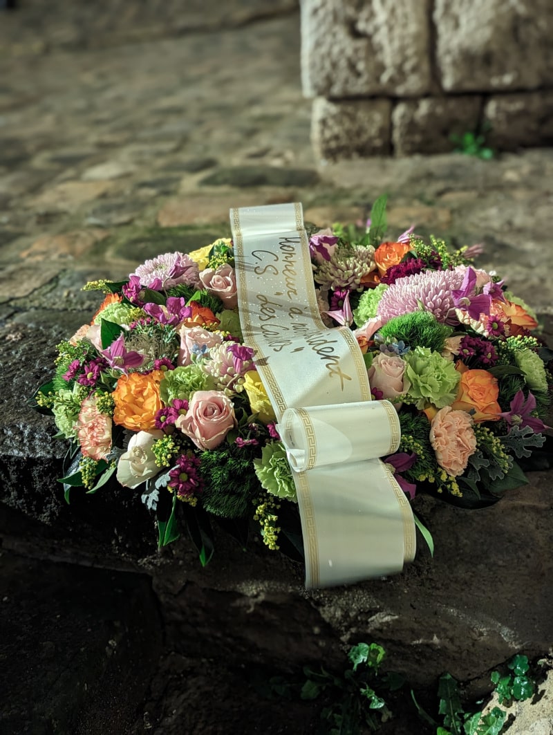 couronne deuil rose vert