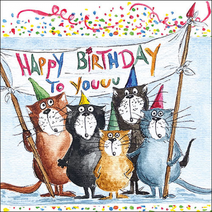 Serviettes Chats Anniversaire (x20)