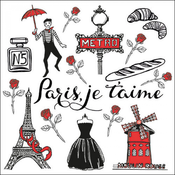 Serviettes Paris Je T?aime (x20)